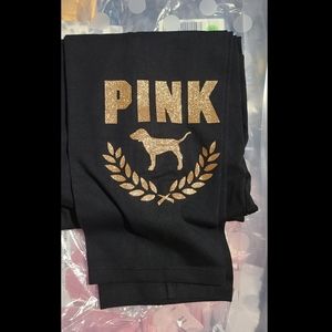 PINK gold glitter leggings